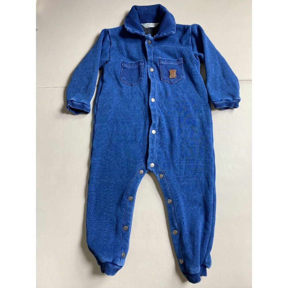 Mayoral‎ Blue Newborn Coverall Jumpsuit Size 12 Months Fleece lined Snap Bear